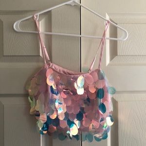 Pink Sequined Crop top from Forever21